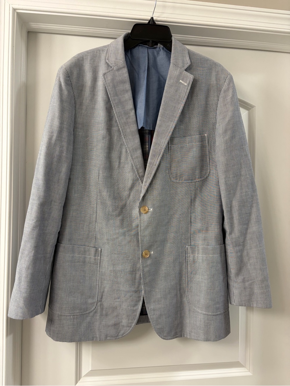 Ralph lauren 100% cotton blue blazer sport coat 42L pinstripe